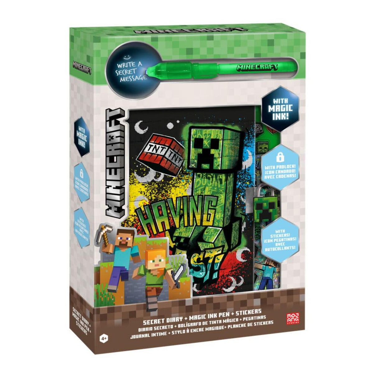 Minecraft Kids Licensed Secret Diary & Magic Ink Pen Stationery Set