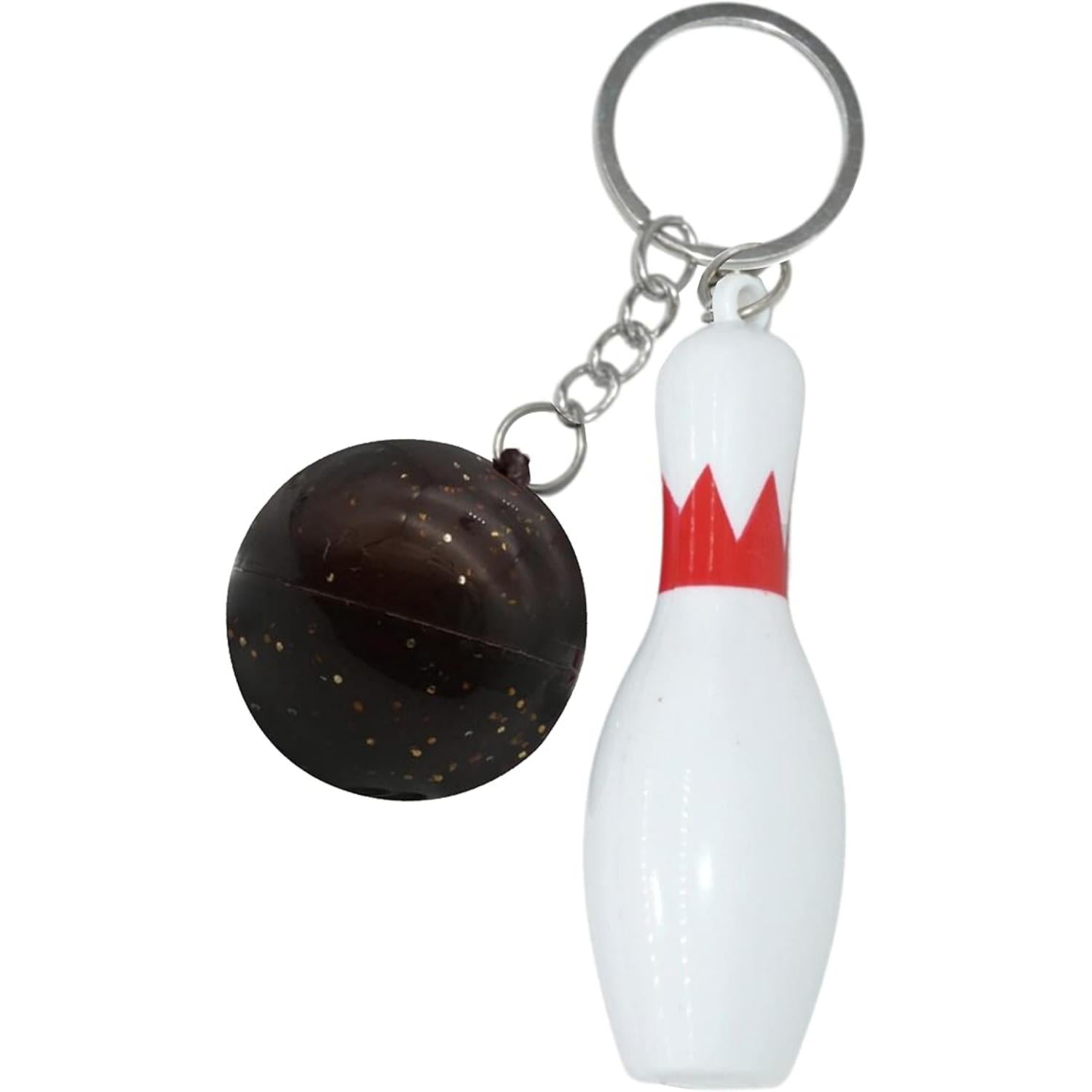 Bowling Pin Attached Ball Keyring - Assorted