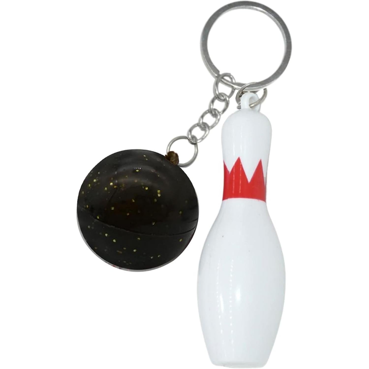 Bowling Pin Attached Ball Keyring - Assorted