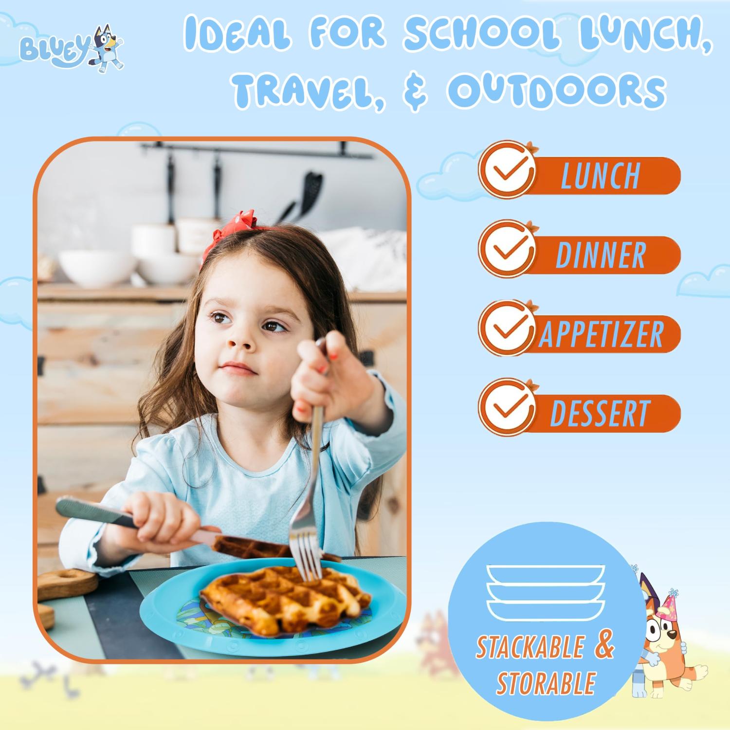 Kids 21.5cm BPA-Free Plastic Plate Reusable Round Snack Plate
