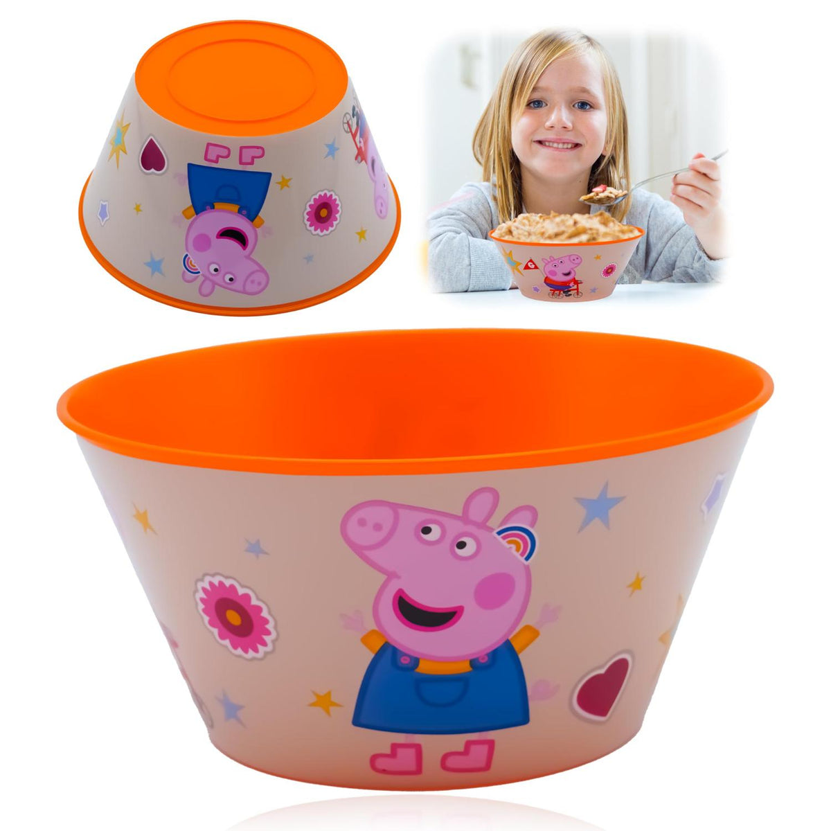 Peppa Pig Kids Licensed Reusable Plastic Snack Bowl 700ml