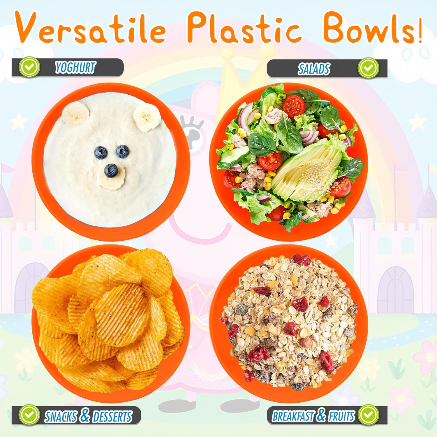 Kids 700ml BPA-Free Plastic Bowl Deep Reusable Snack & Cereal Bowl