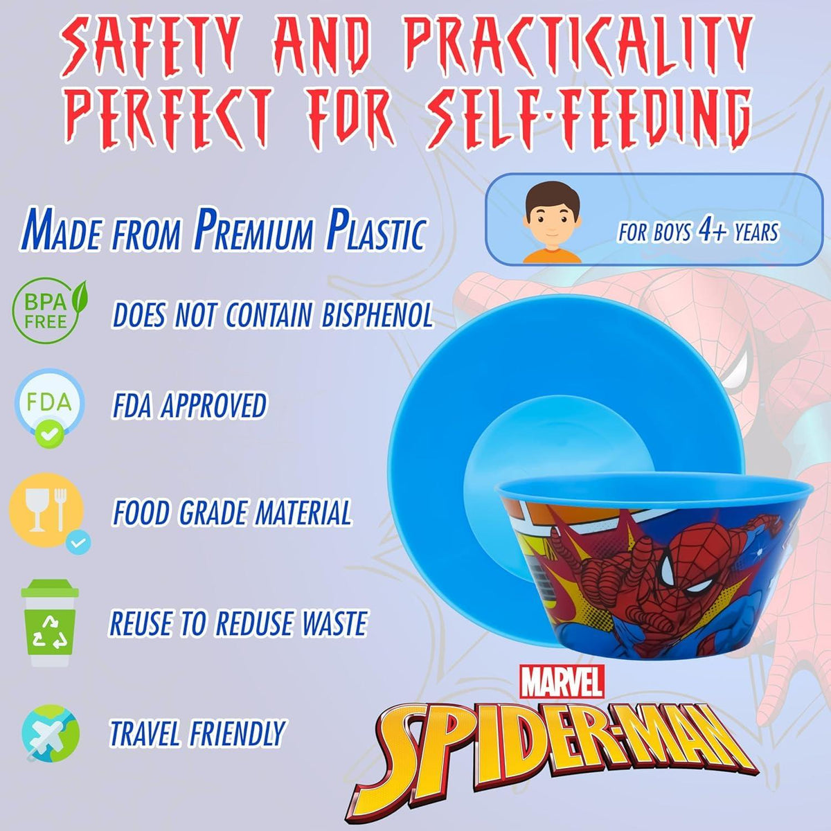 Spider-Man Kids Licensed Reusable Plastic Snack Bowl 700ml – view 4