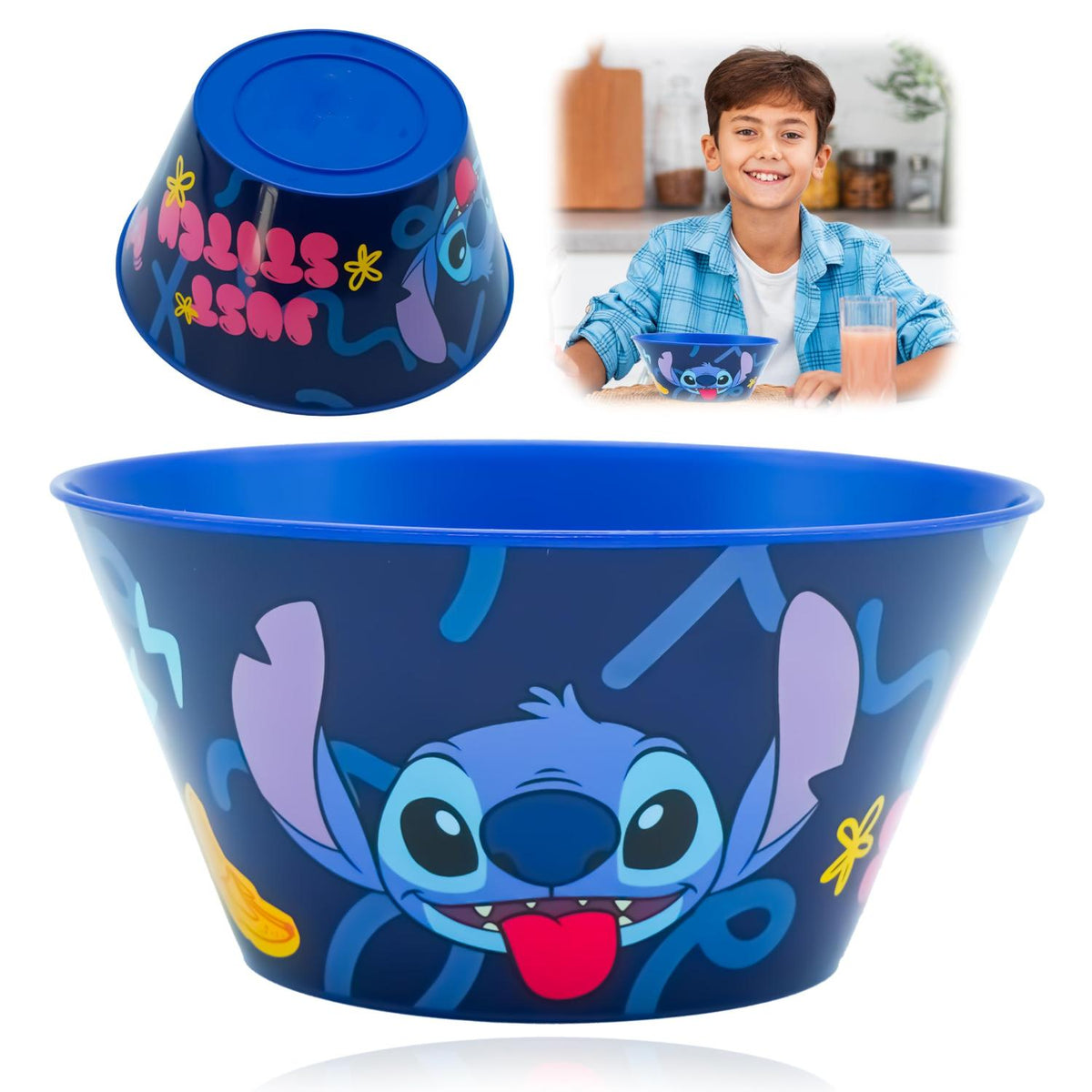 Disney Stitch Kids Licensed Reusable Plastic Snack Bowl 700ml