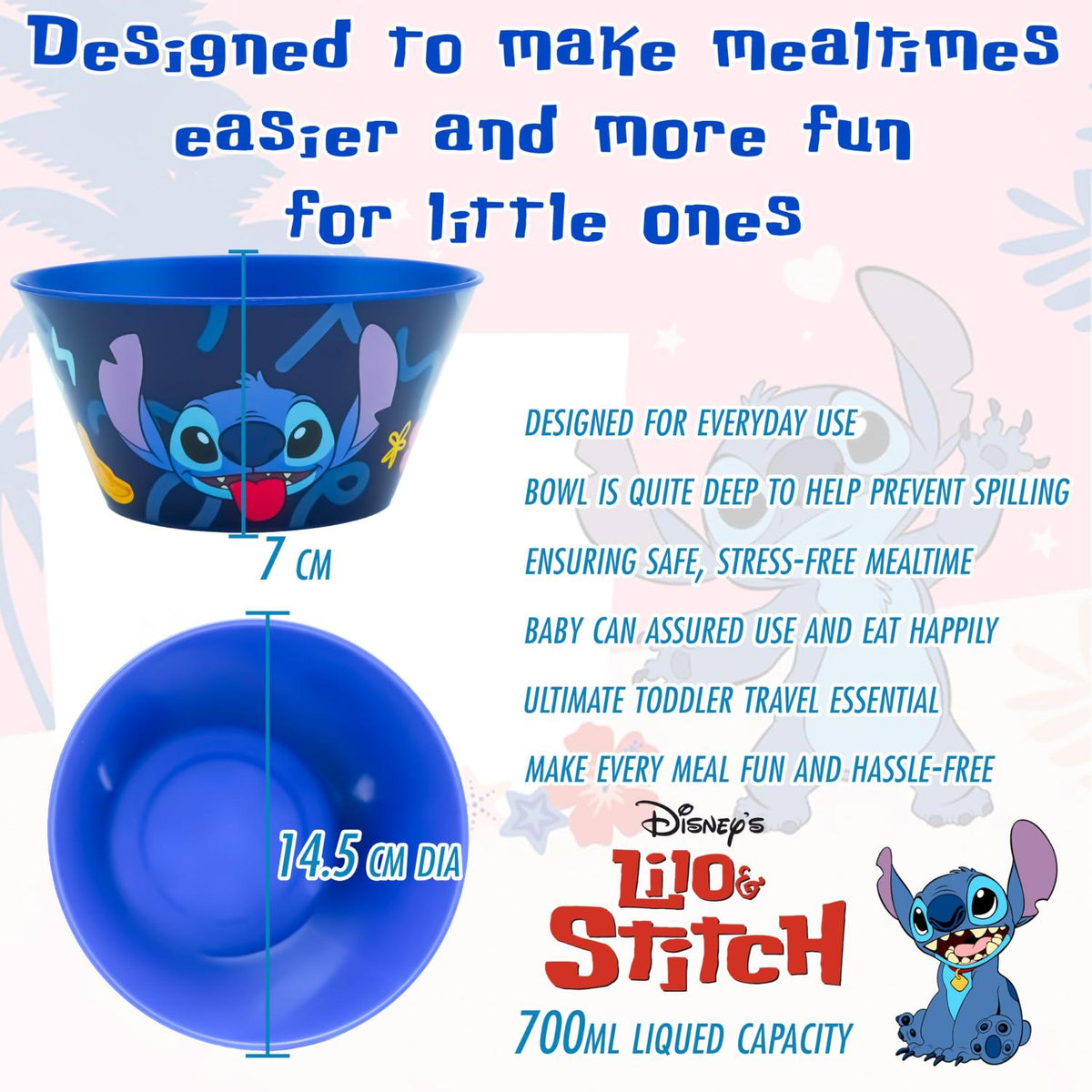 Disney Stitch Kids Licensed Reusable Plastic Snack Bowl 700ml – view 2
