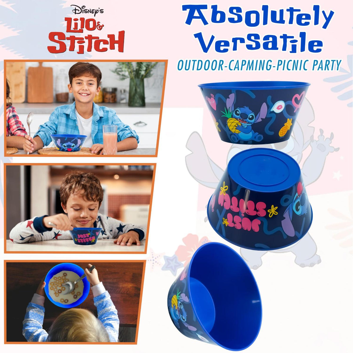 Disney Stitch Kids Licensed Reusable Plastic Snack Bowl 700ml – view 3