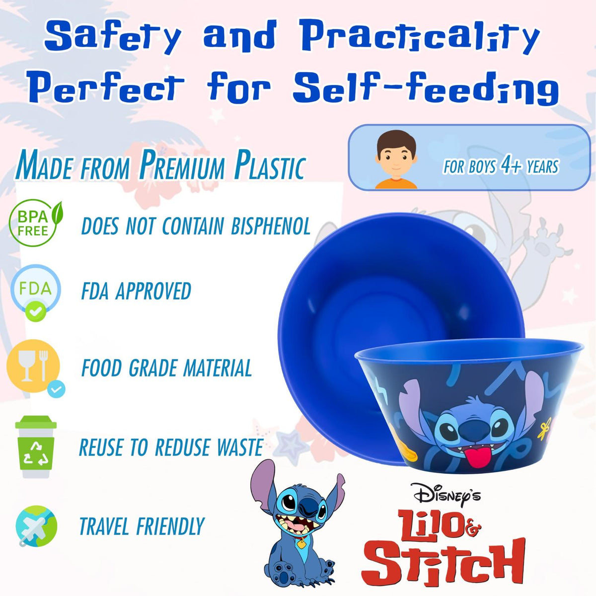 Disney Stitch Kids Licensed Reusable Plastic Snack Bowl 700ml – view 5