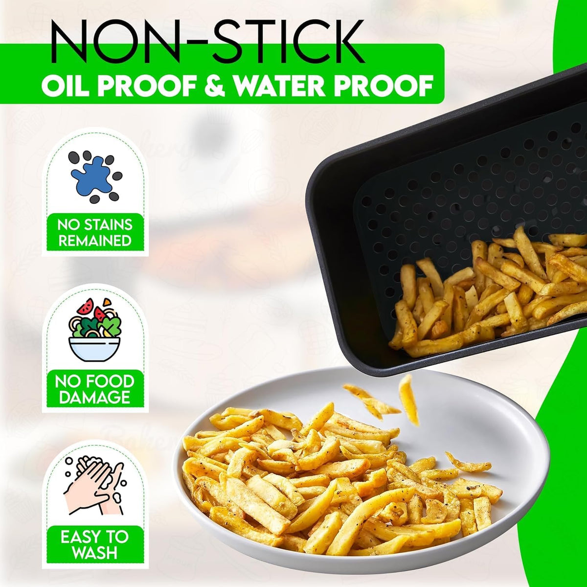 Silicone Air Fryer Mats 20cm Rectangle - 2Pcs – view 3