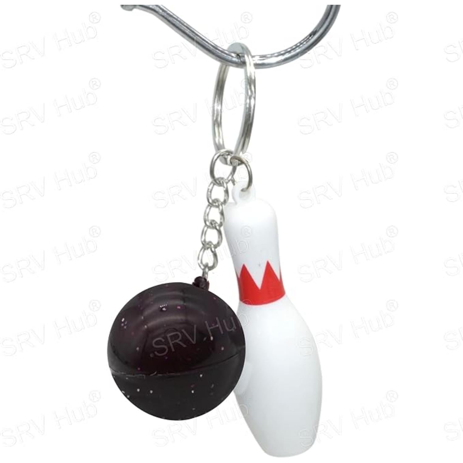 Bowling Pin Attached Ball Keyring - Assorted