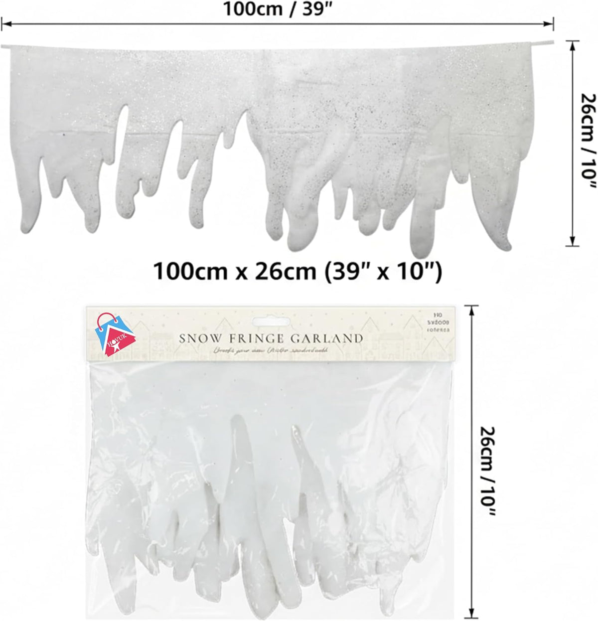 Christmas Artificial Fake Snow Icicle Garland for Festive Crafts