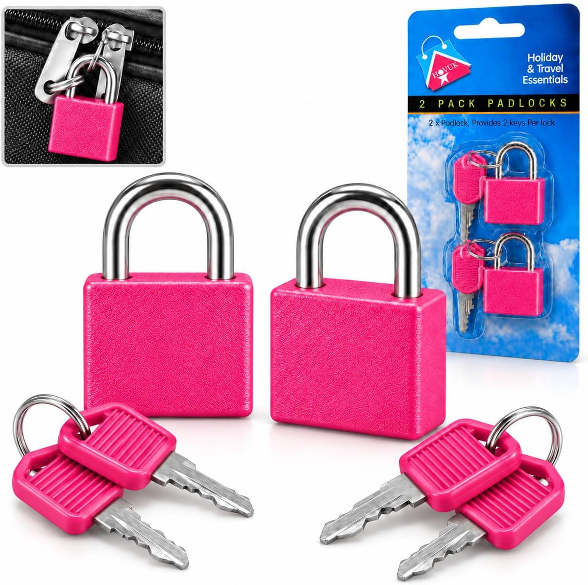 2Pack Mini Suitcase Locks with Keys