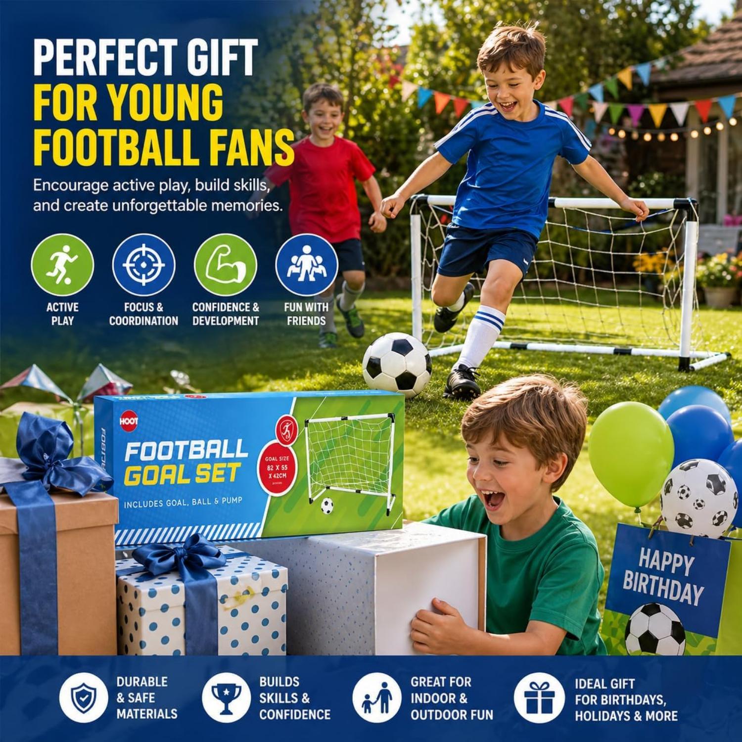 Mini Soccer Goals for Kids with Net Ball Pump