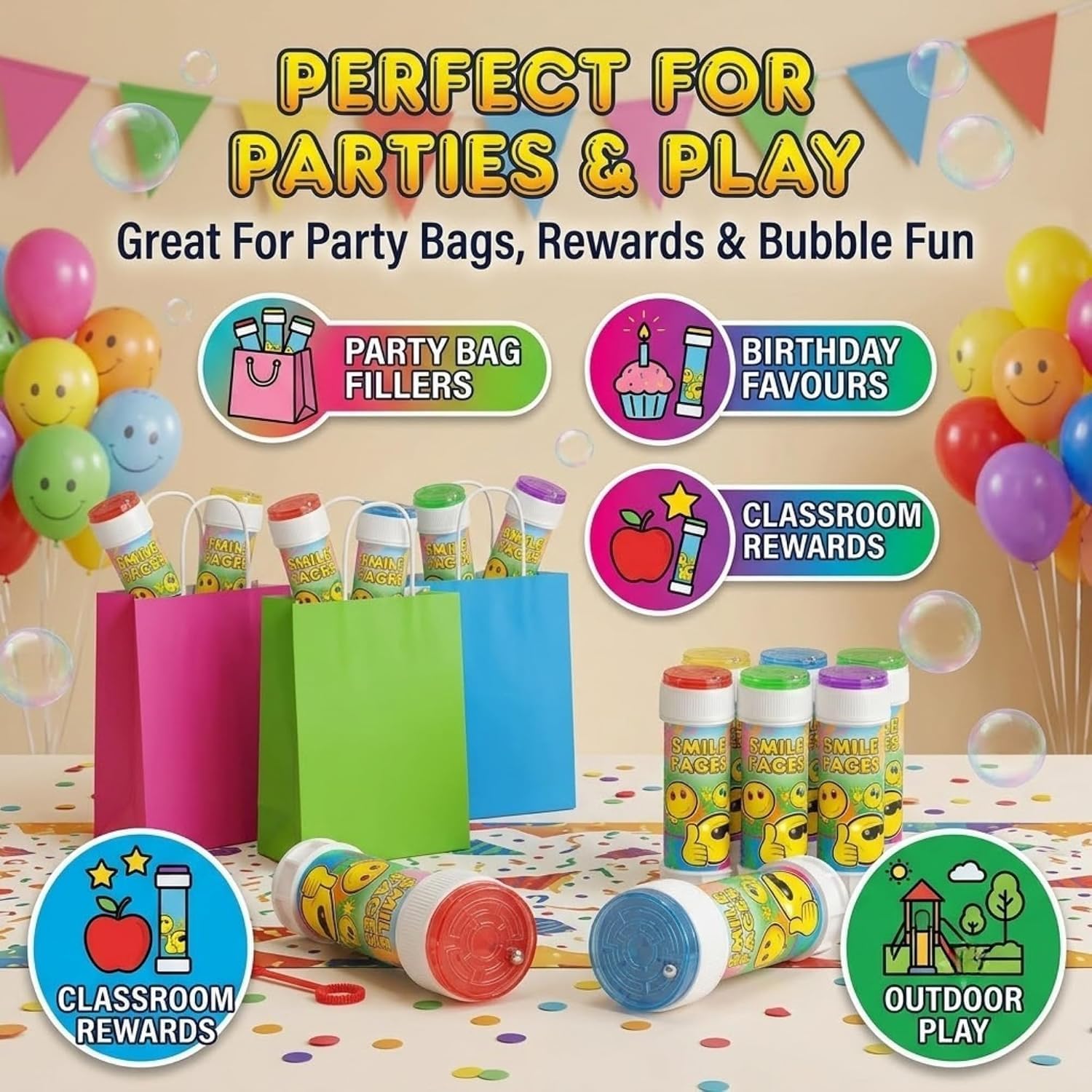 Smile Faces 12Pcs Bubble Tubes with Wand