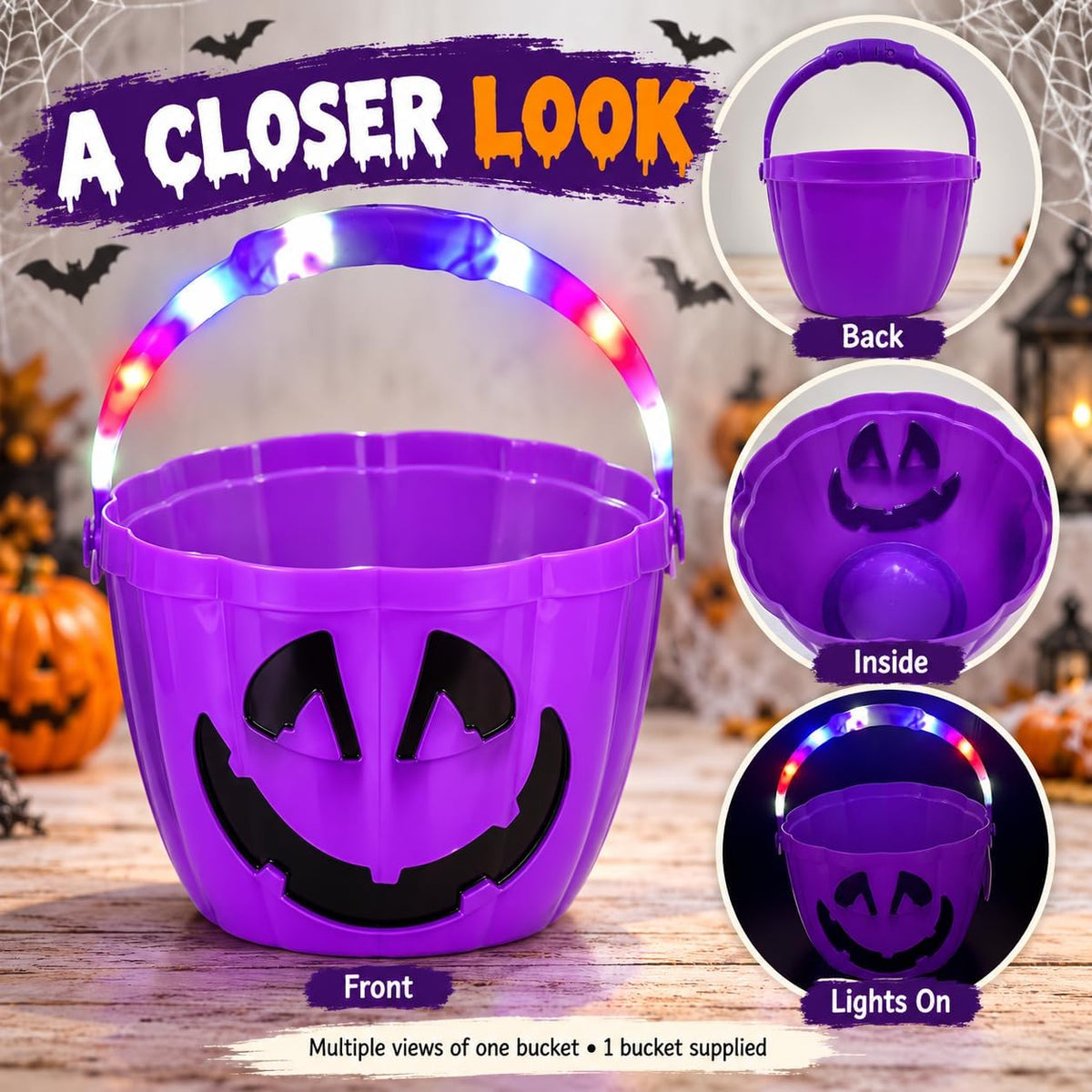 30cm Halloween Light Up Treat Bucket