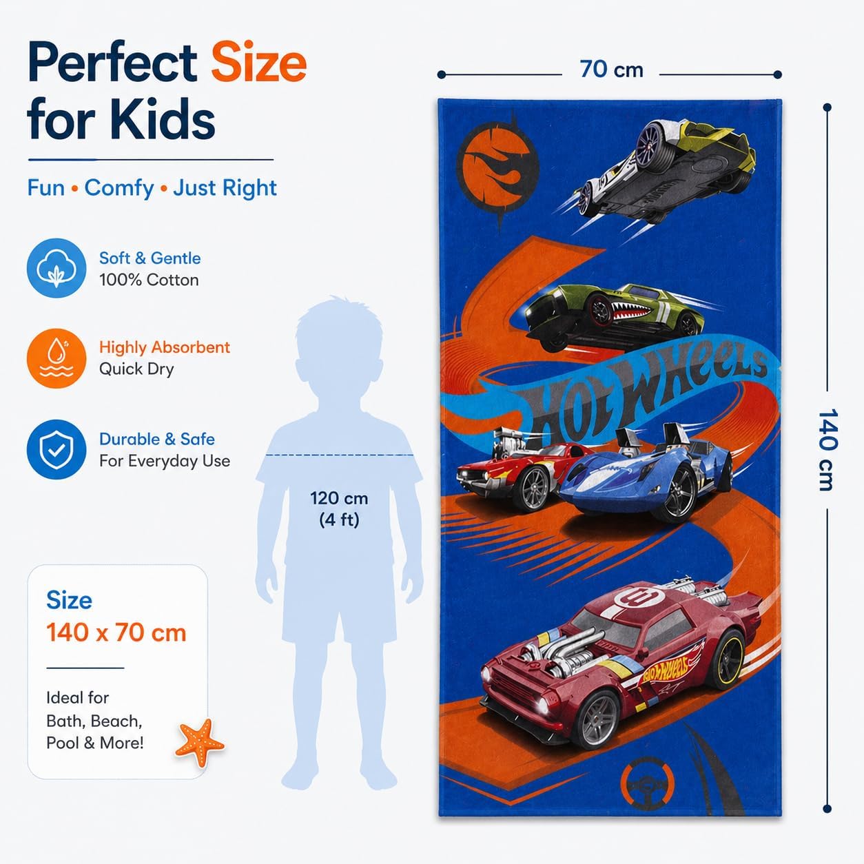 Kids Cotton Towel 140 x 70cm Assorted Characters
