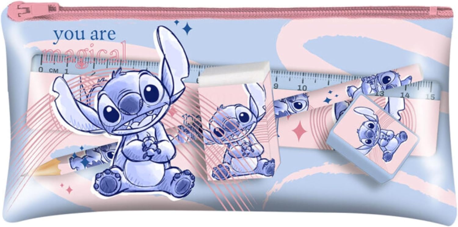 5Pcs Kids Stationery Set with 18cm Pencil Case