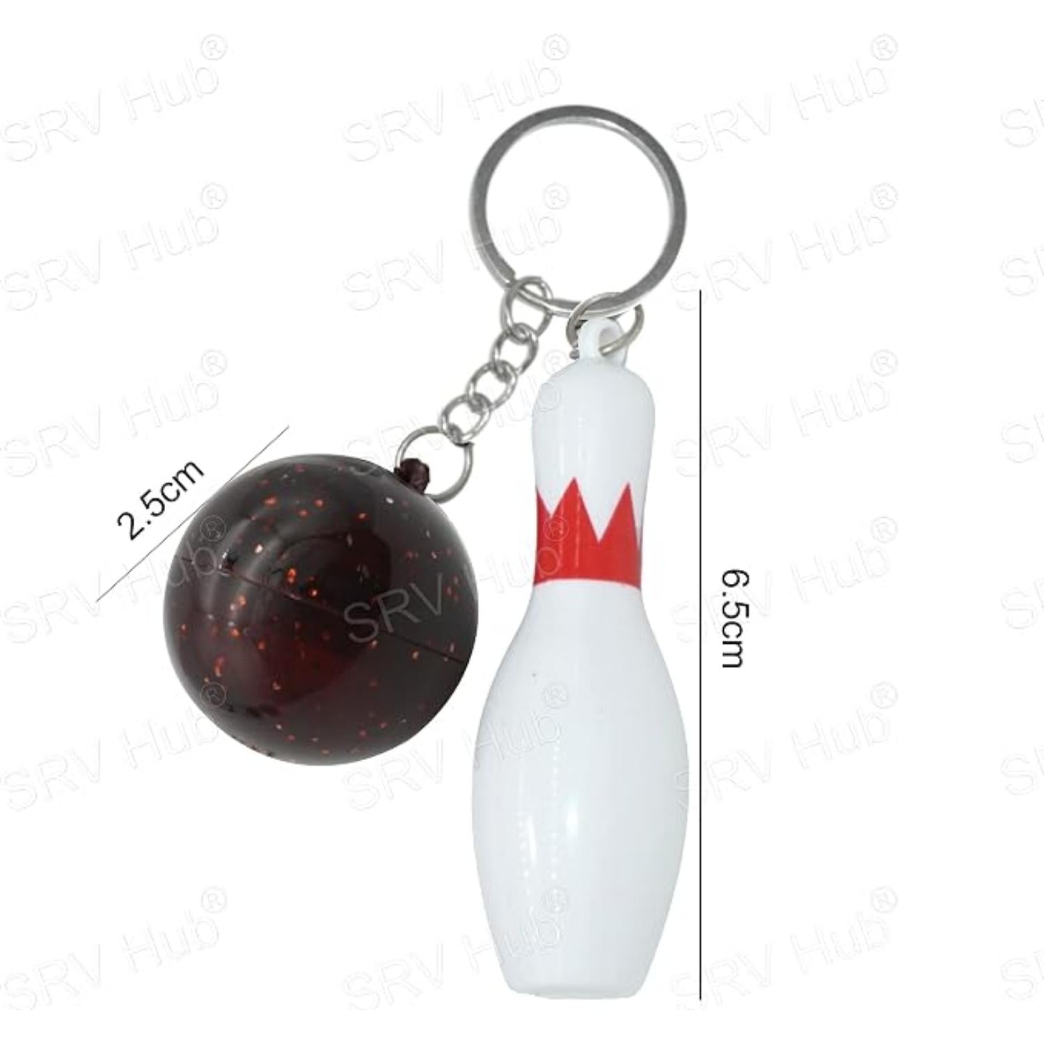 Bowling Pin Attached Ball Keyring - Assorted