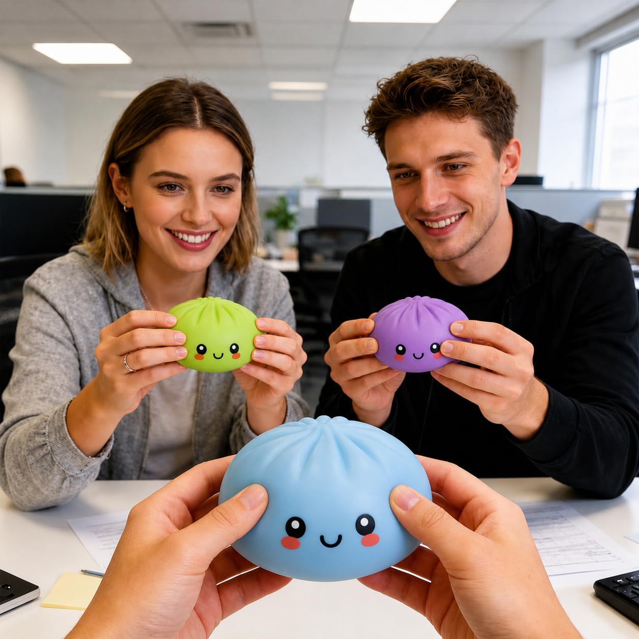 1x Random Colourful Dumpling Squishy Toy, 8.5cm