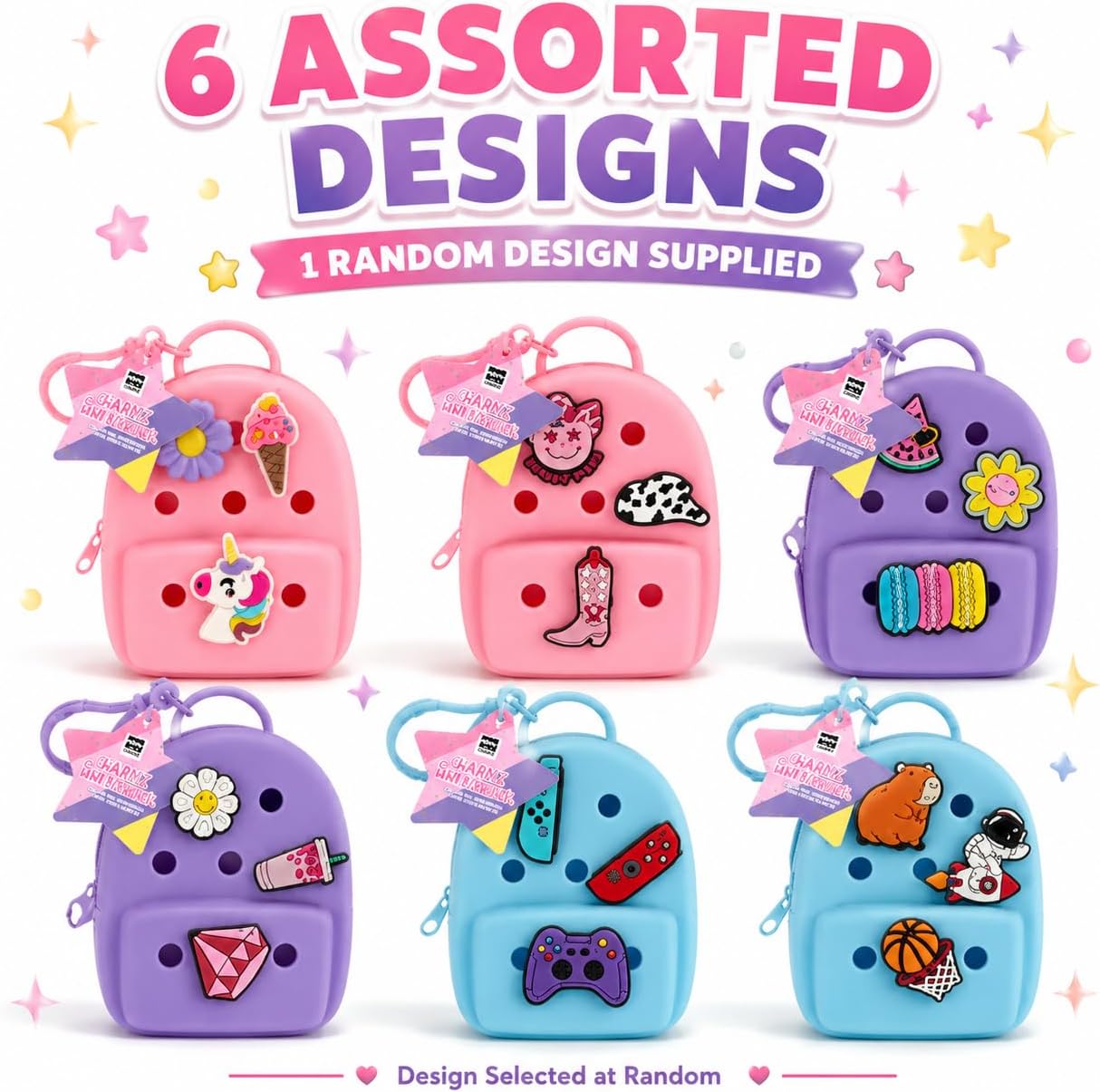 10cm Mini Bag Charm Keyring with Charms - 1x Random