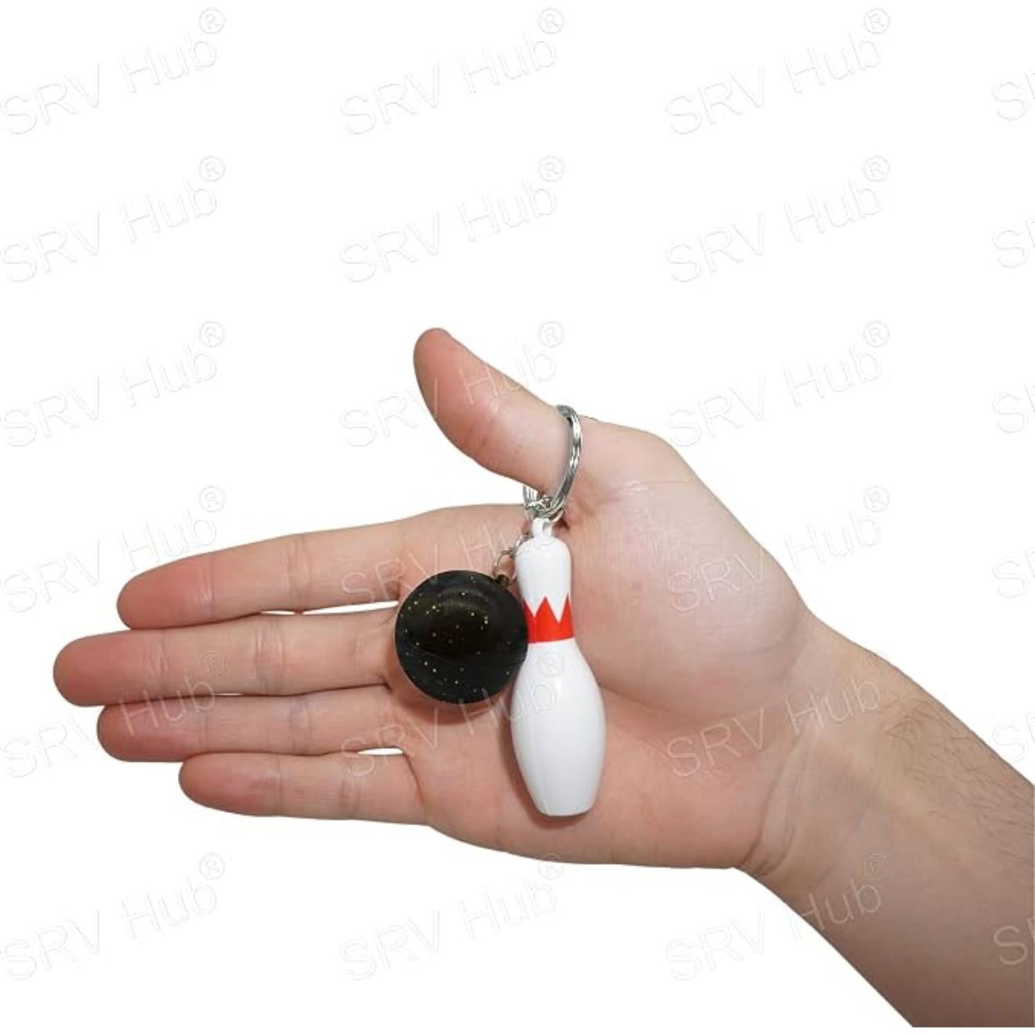 Bowling Pin Attached Ball Keyring - Assorted