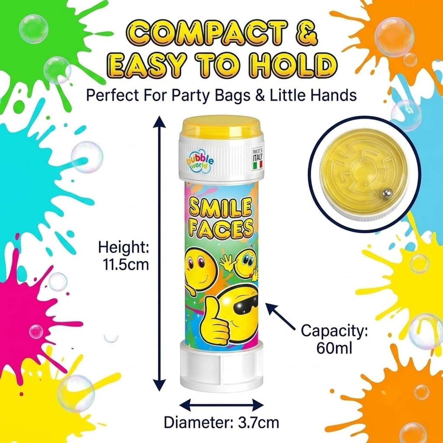 Smile Faces 12Pcs Bubble Tubes with Wand