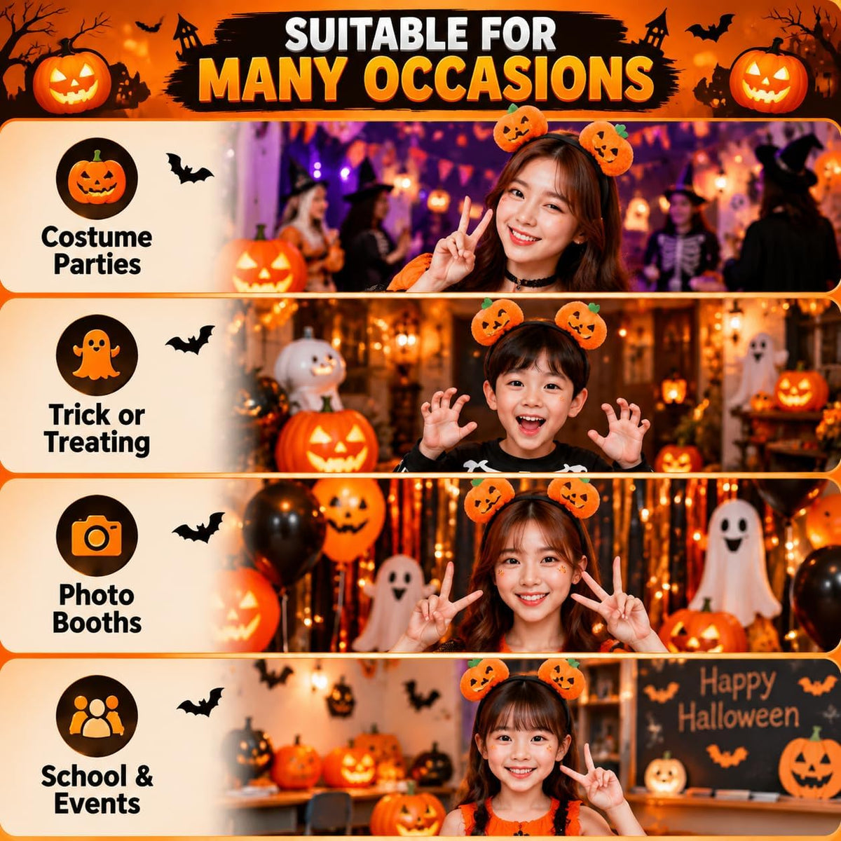 19cm Halloween Plush Pumpkin Headband