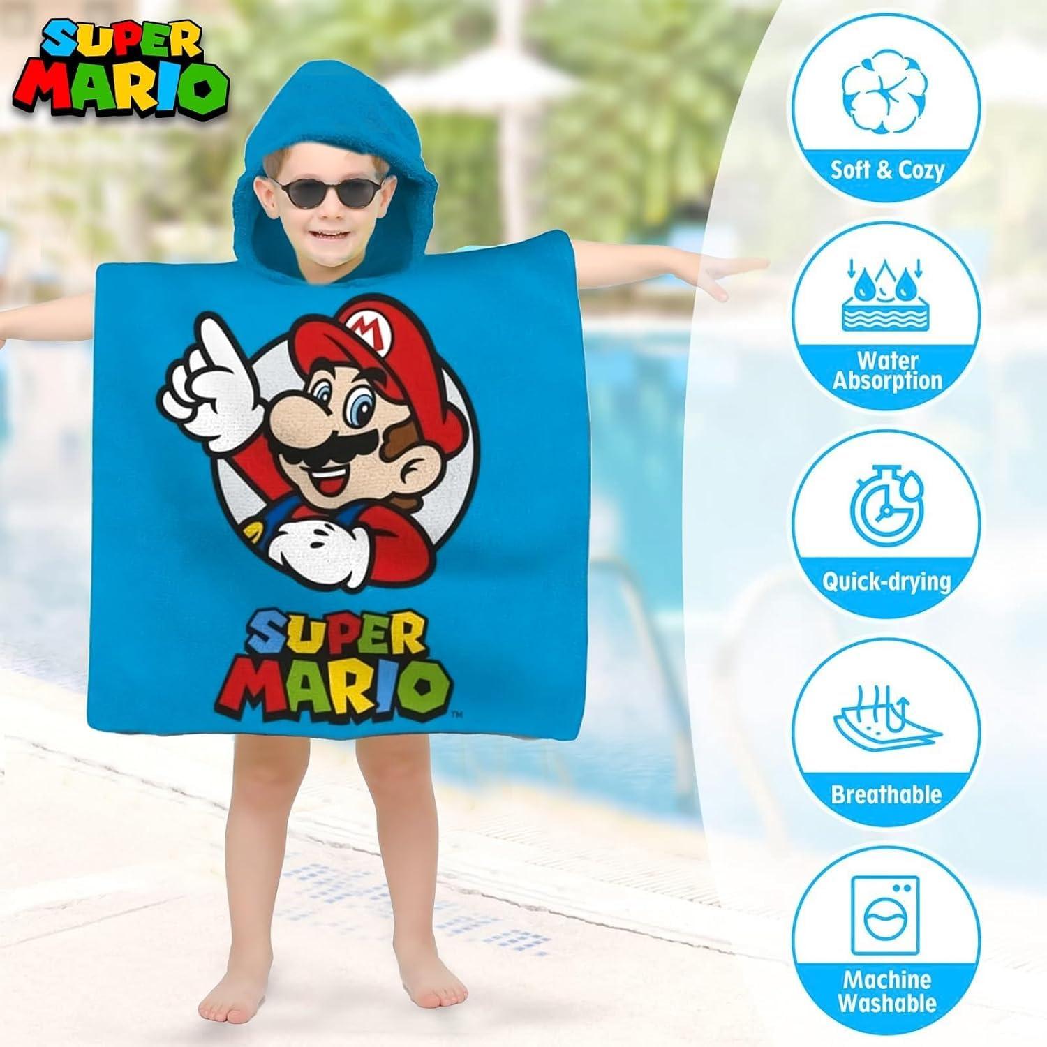 Kids Hooded Towel Poncho Cotton 120cm - Assorted