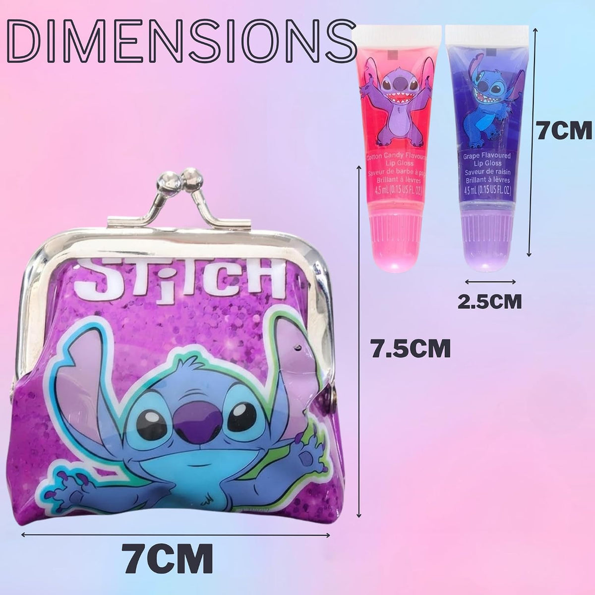 Disney Stitch 2Pcs Lip Gloss & Coin Purse Set