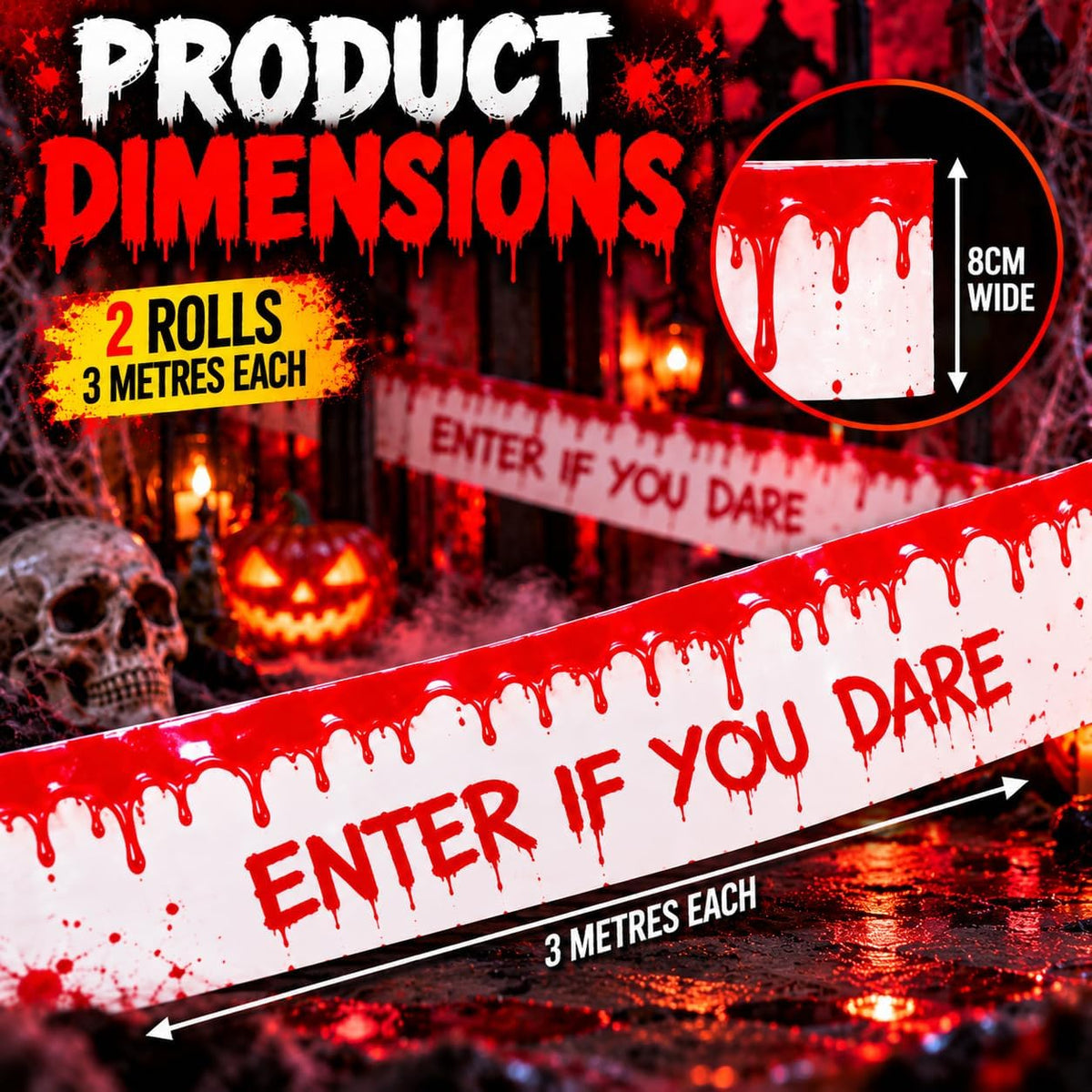 Halloween Fright Tape ENTER IF YOU DARE 2 Rolls
