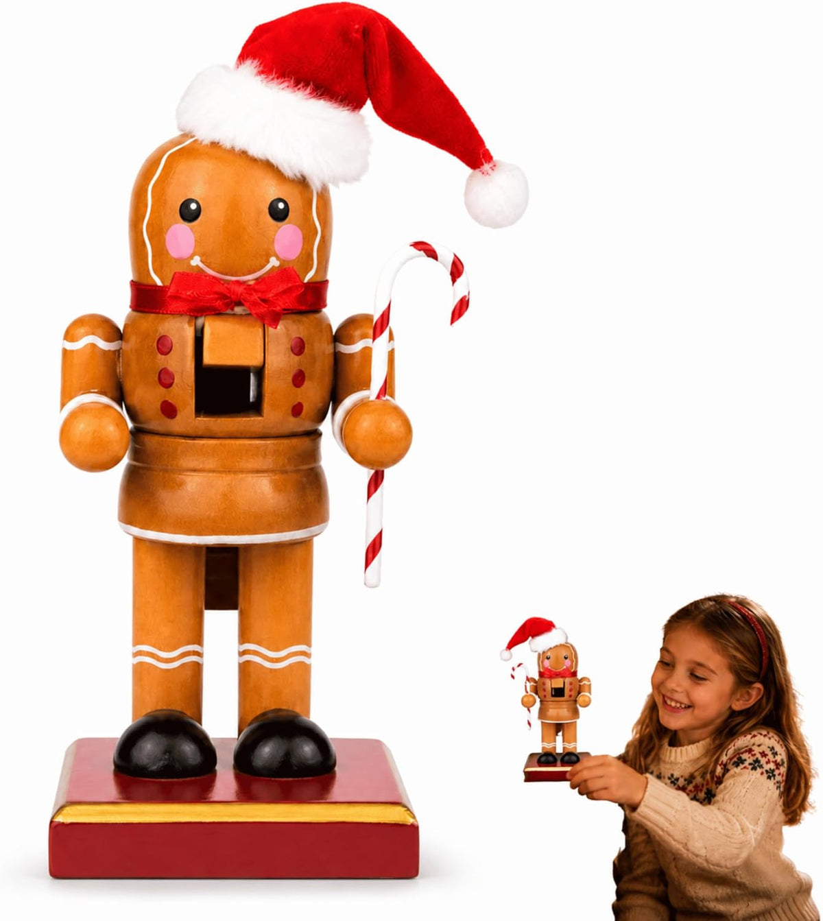 Wooden Gingerbread Christmas Nutcracker Figure Decoration 18cm