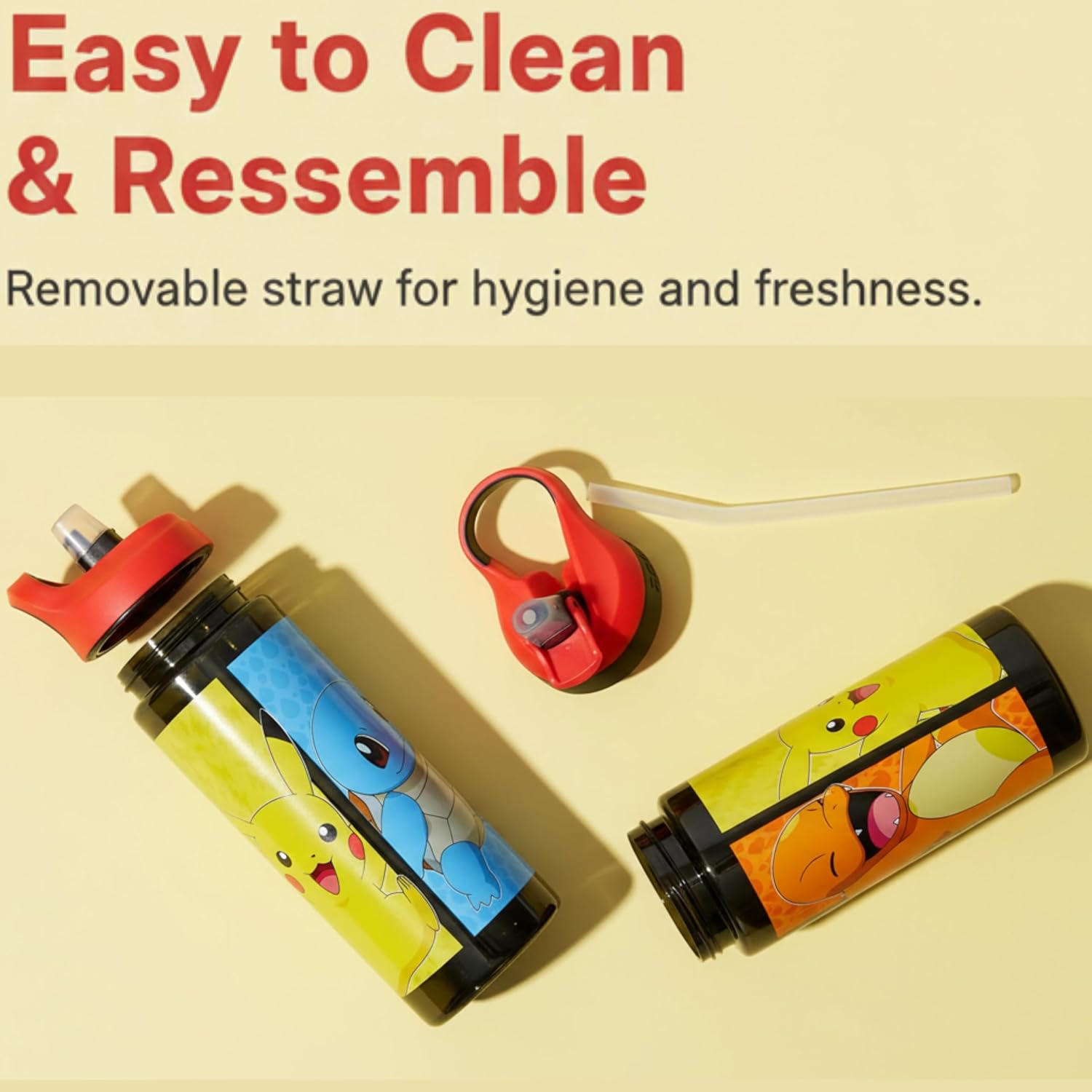 Kids 475ml Water Bottle with Straw Leak-Proof BPA-Free