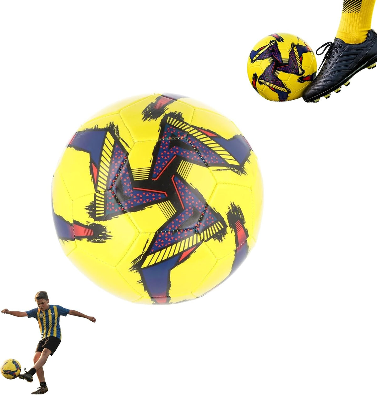32-Panel Football Size 5 – Deflated Training & Match Ball - Yellow