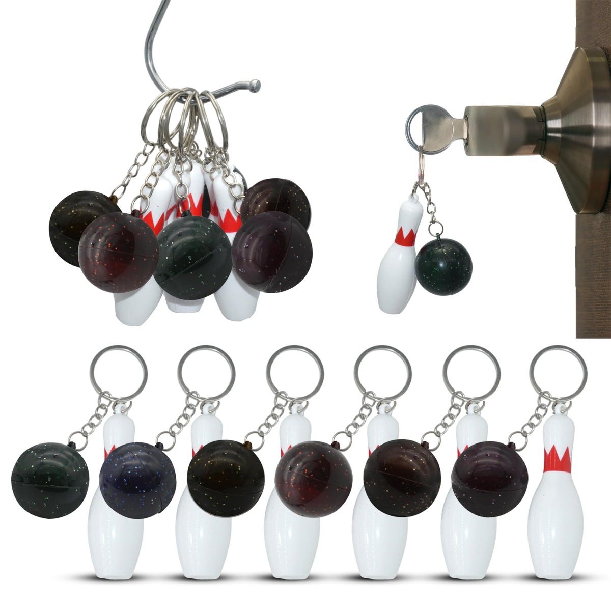 Bowling Pin Keyring Set 6.5cm – view 5