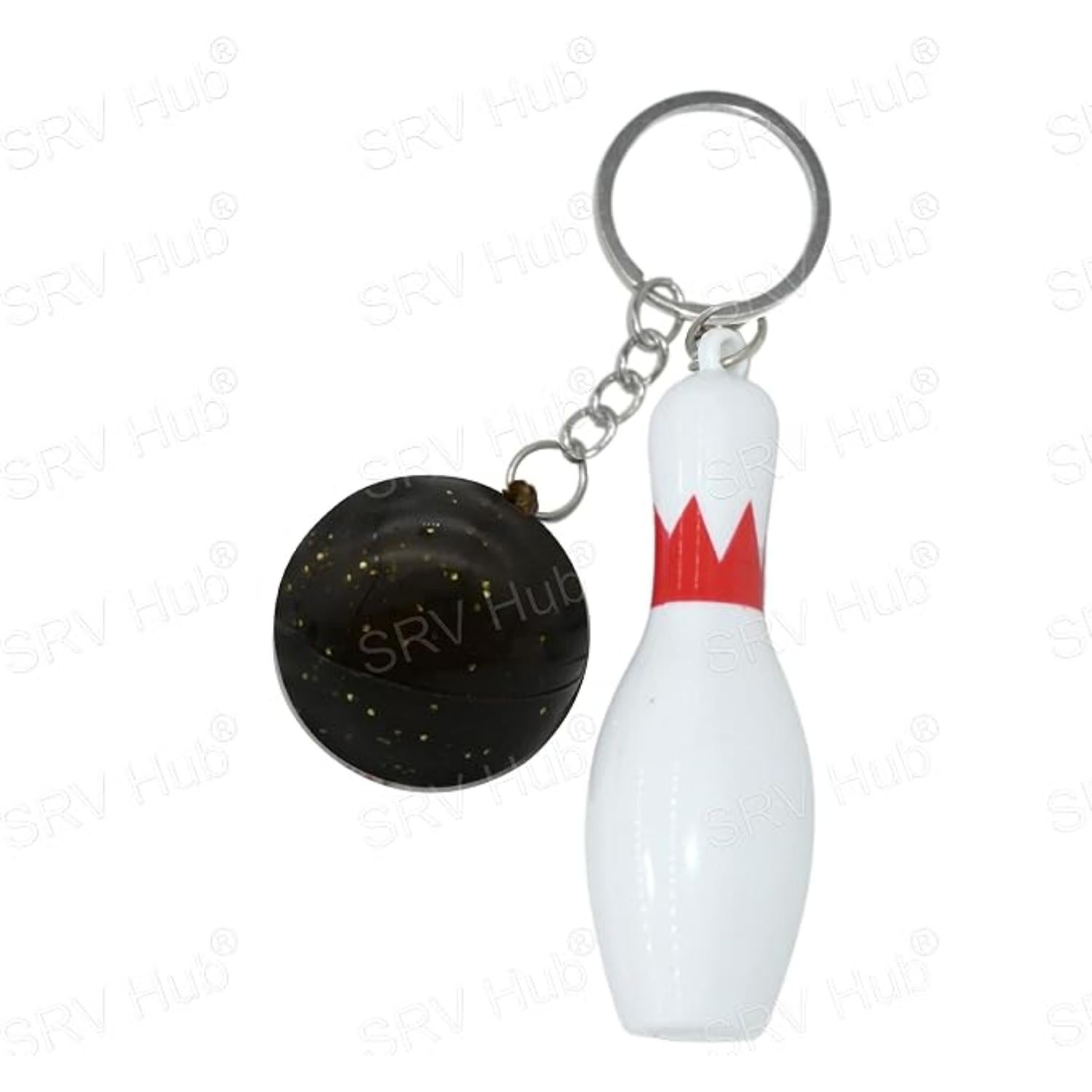 Bowling Pin Attached Ball Keyring - Assorted