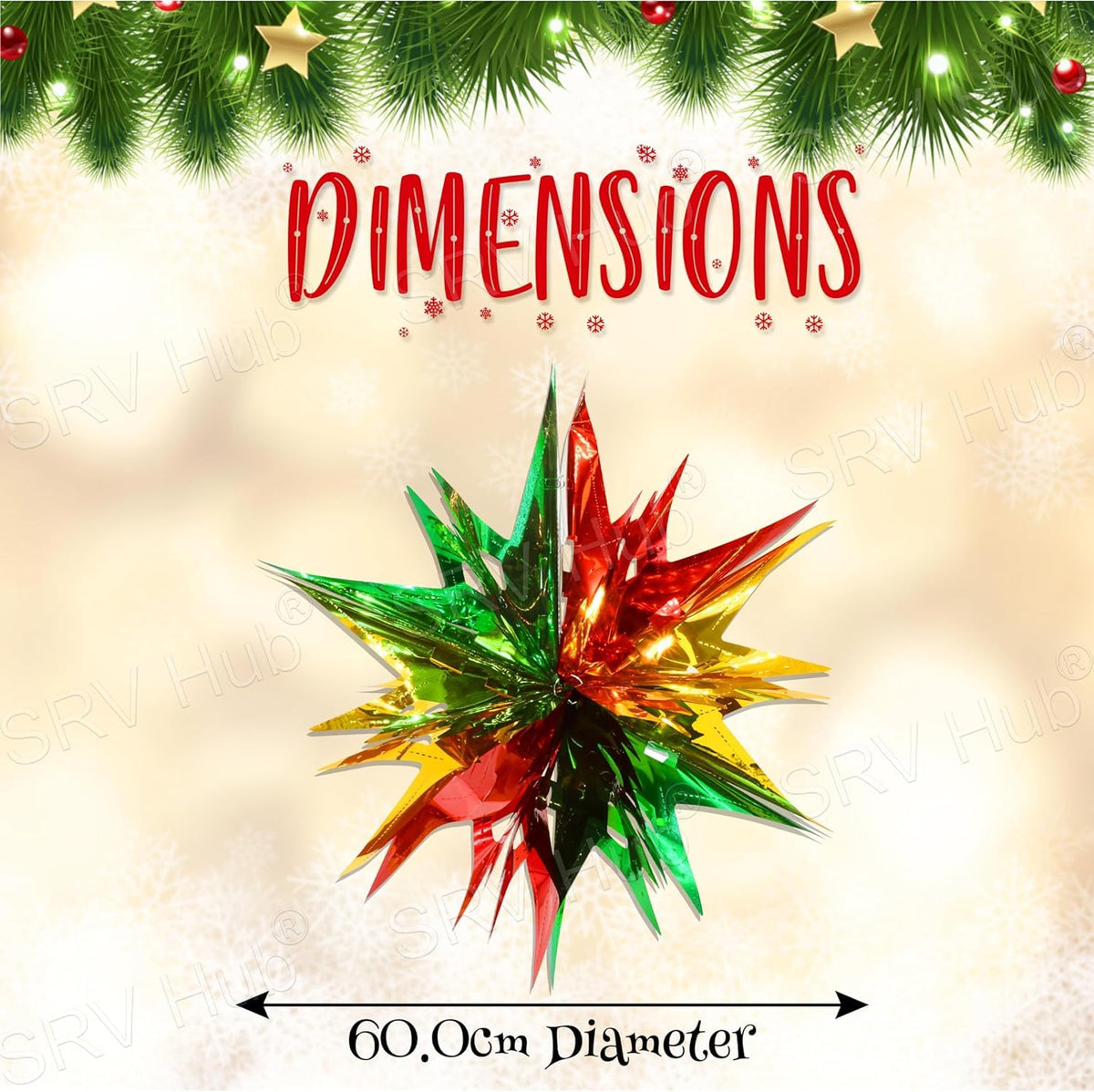 60cm Starburst Christmas Foil Hanging Decorations