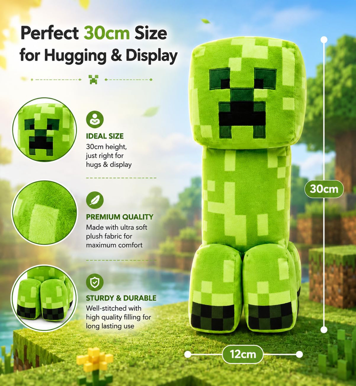 Minecraft Creeper Kids Licensed 3D Plush Toy 30cm – view 2