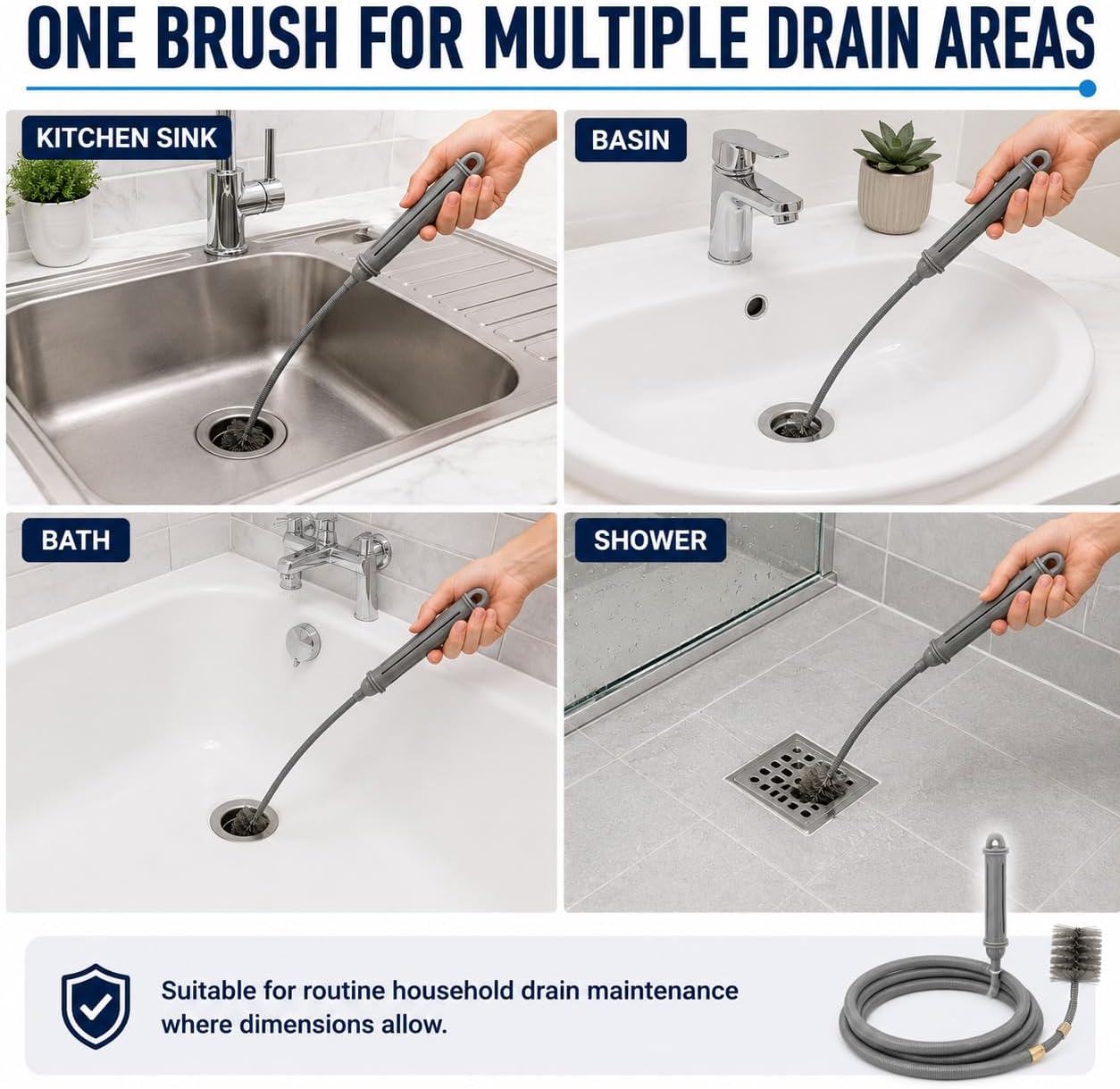 1.5M Long Drain Grime Removing Brush