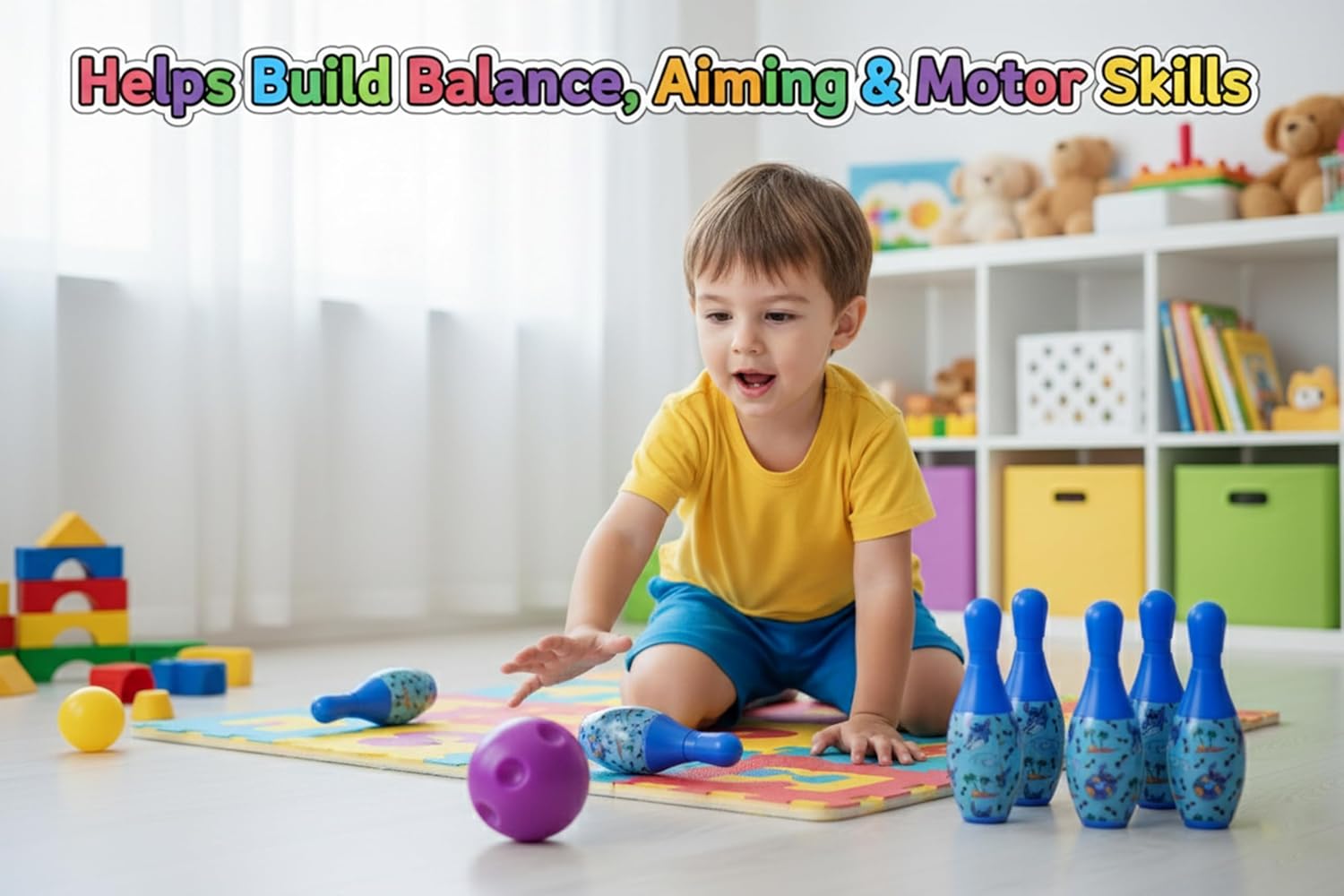 11cm Kids Mini Bowling Toy Set - 10 Pins & 2 Balls