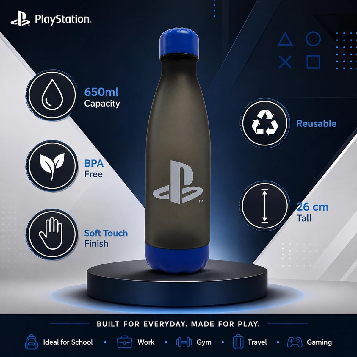 PlayStation 650ml BPA Free Soft Touch Water Bottle - Lifestyle