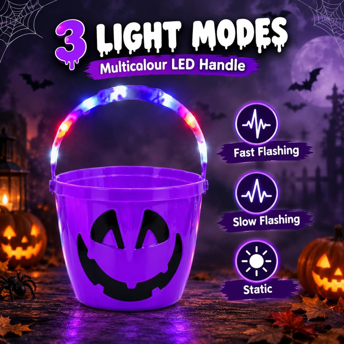 30cm Halloween Light Up Treat Bucket