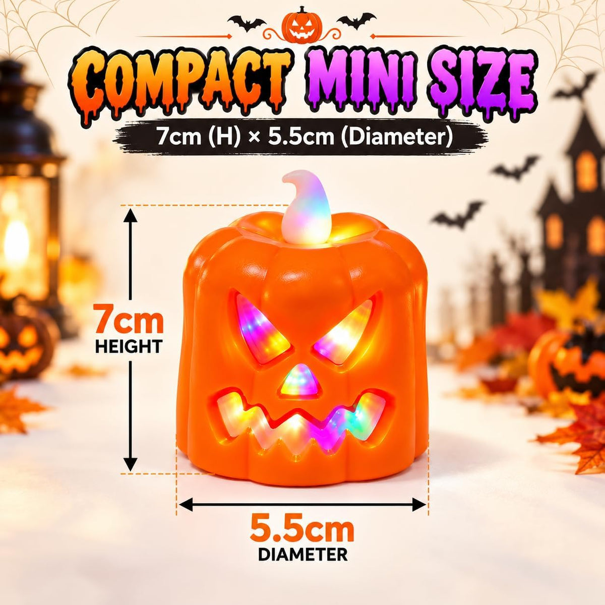 Halloween Pumpkin LED Candle Light 7cm