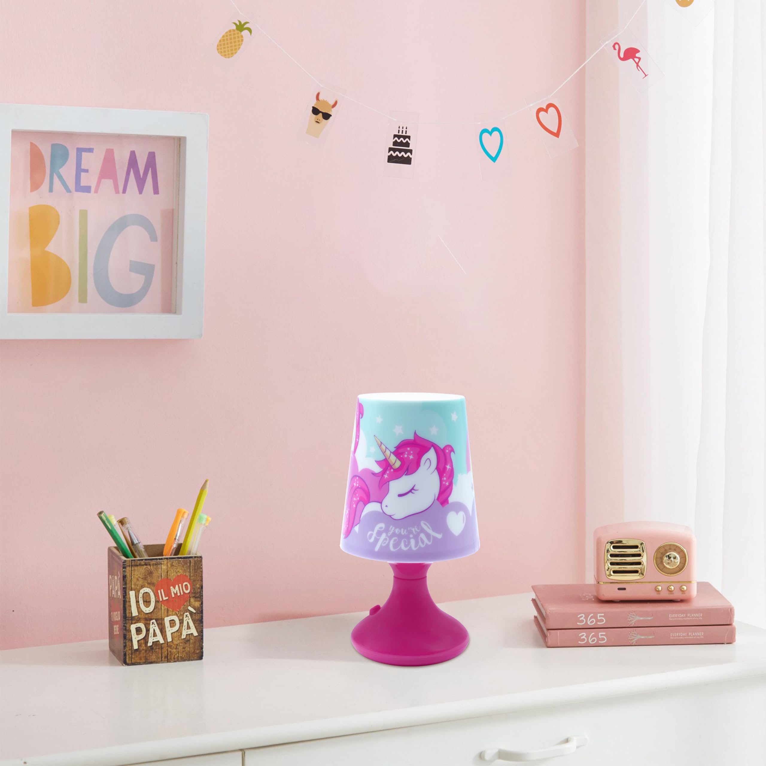 Table Lamp Battery Powered Bedside Lamp for Kids