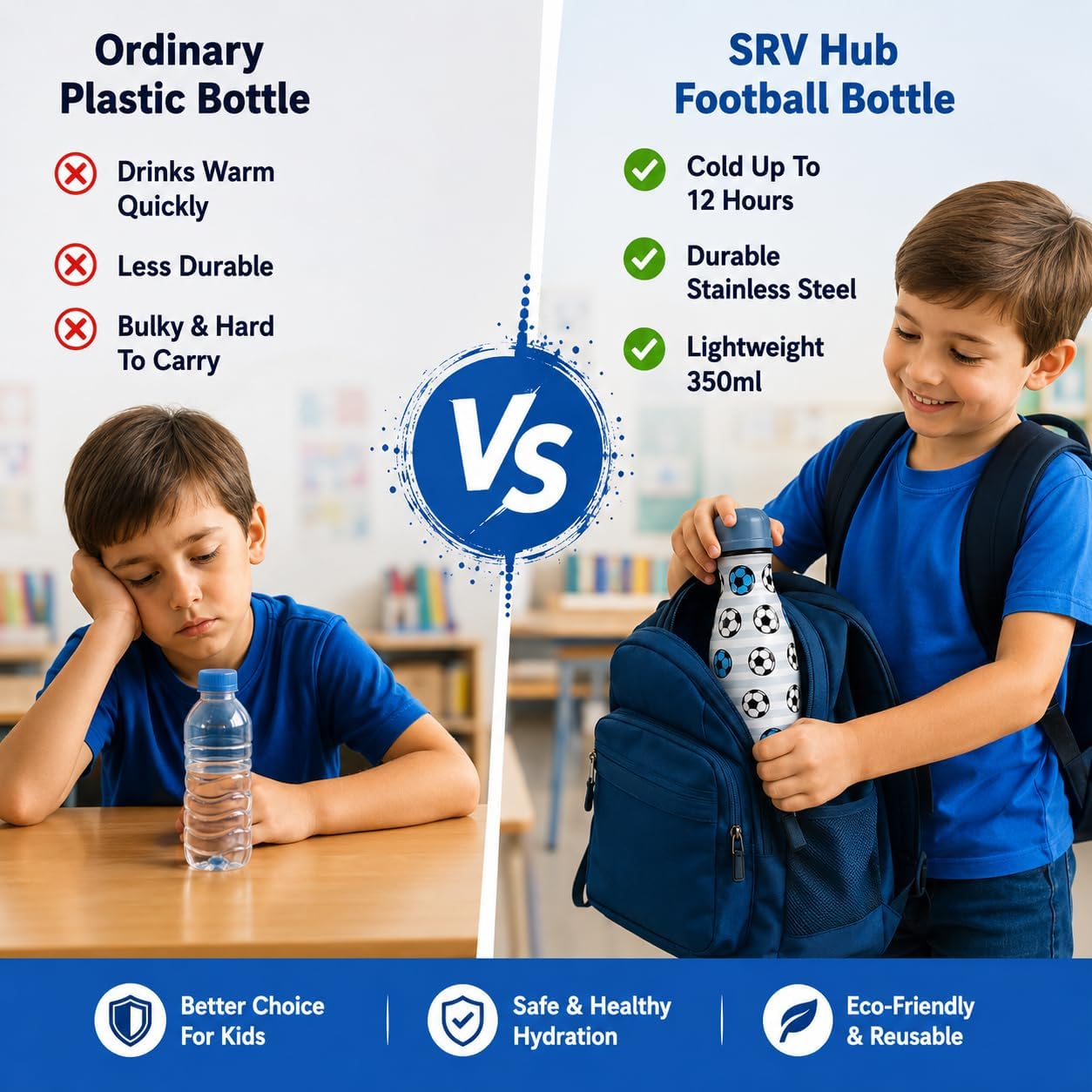 350ml Boys Insulated Metal Water Bottle