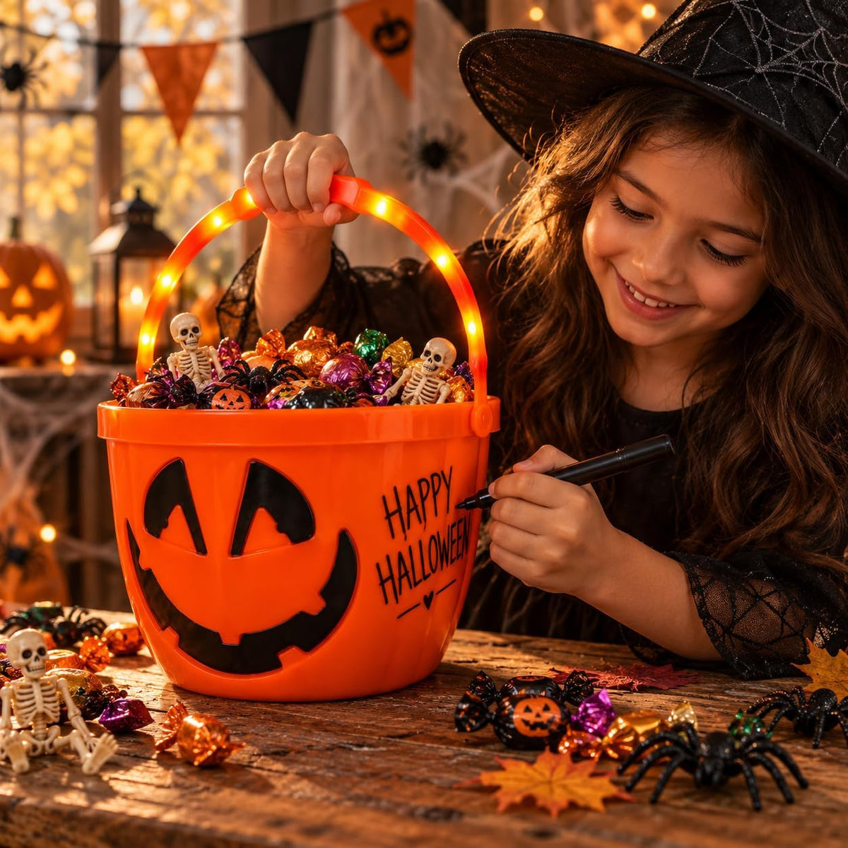 30cm Halloween Light Up Treat Bucket