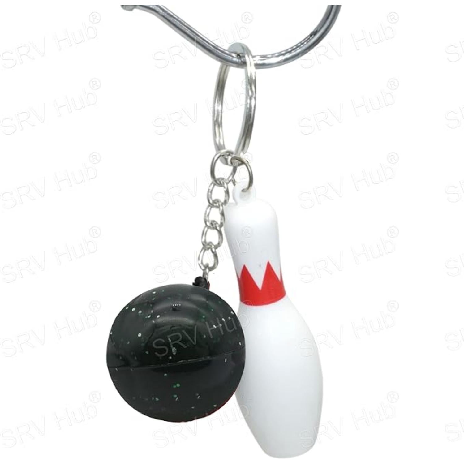 Bowling Pin Attached Ball Keyring - Assorted