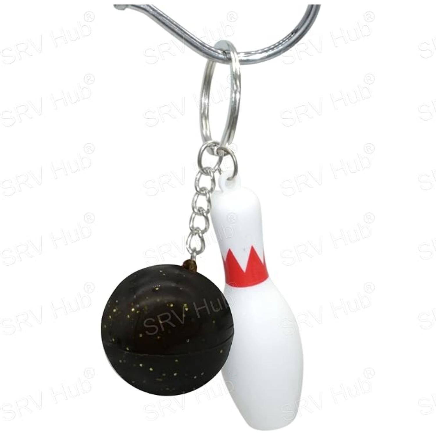 Bowling Pin Attached Ball Keyring - Assorted