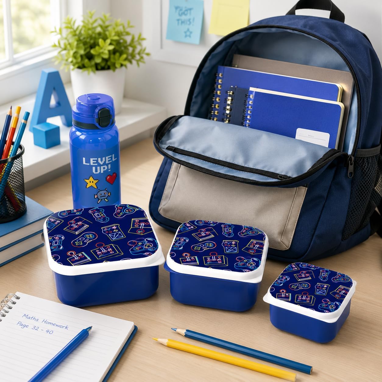 3pc School Kids Lunch Box Set