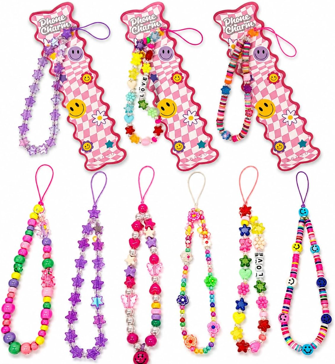 19cm Beaded Phone Charm Strap - Random