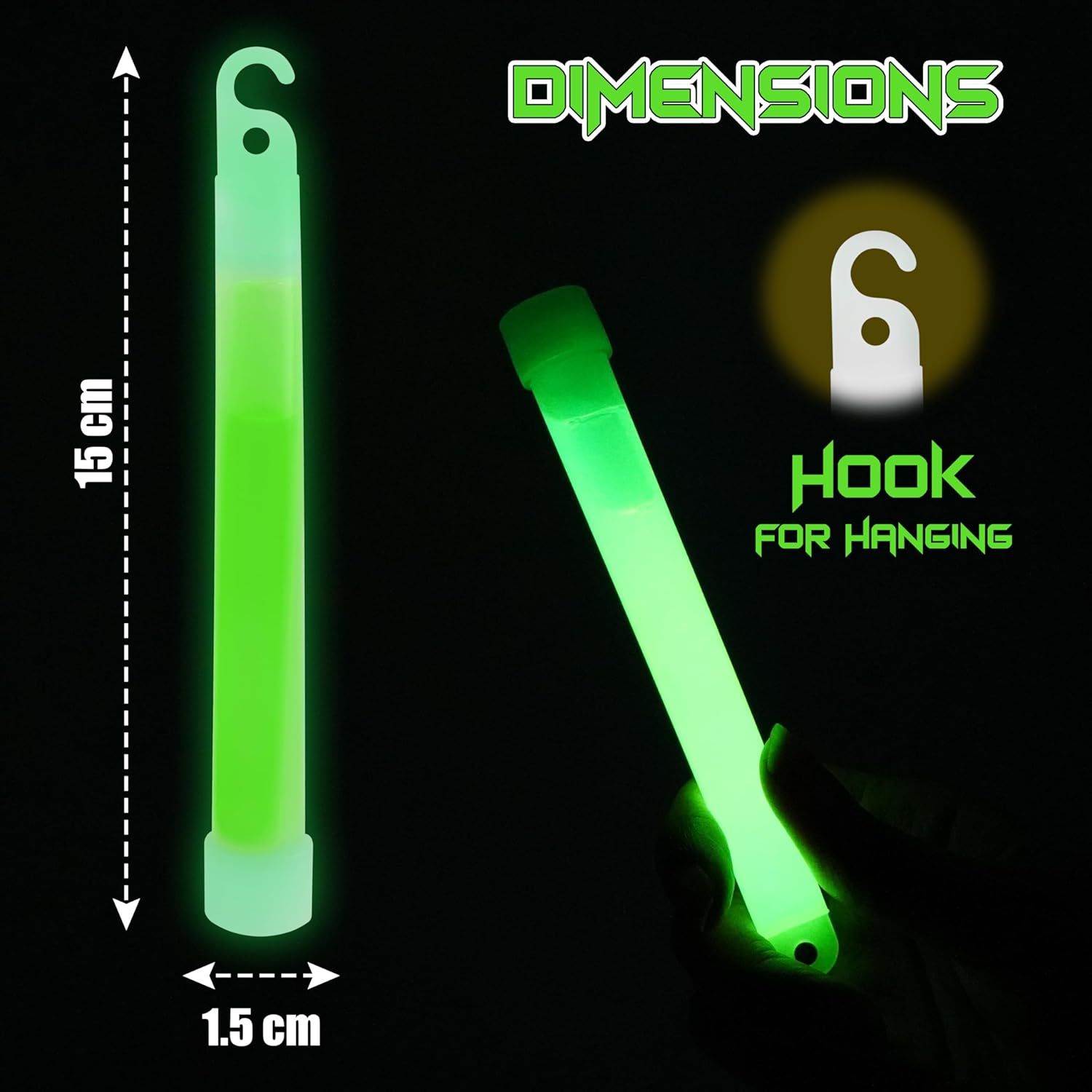 Random 2Pcs Hanging Glow Sticks 15cm