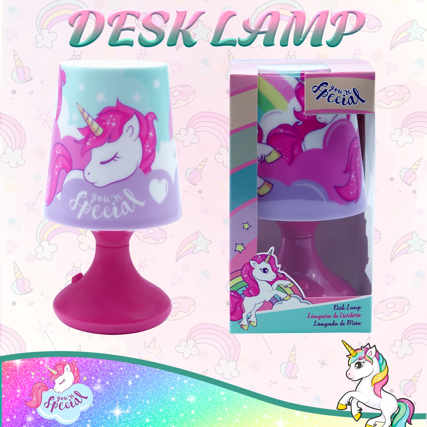 Table Lamp Battery Powered Bedside Lamp for Kids